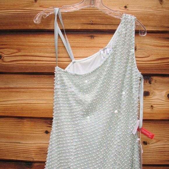 MAC DUGGAL  Blue One Shoulder Asymmetrical Hem Dress - Picture 7 of 14